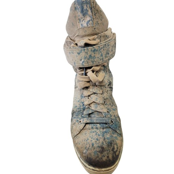 Prada Women's size 7.5 blue paint splash high top sneaker - Picture 13 of 16